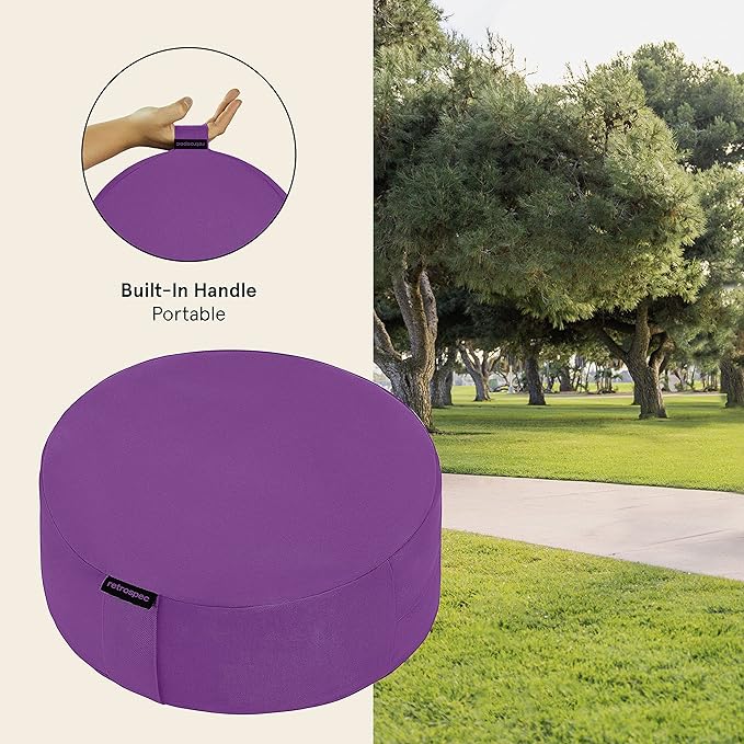 Retrospec Sedona Zafu Meditation Cushion Filled w/Buckwheat Hulls - Yoga Pillow for Meditation Practices - Machine Washable 100% Cotton Cover & Durable Carry Handle, Round-StrideForce Fitness