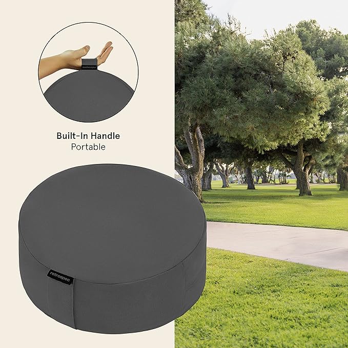 Retrospec Sedona Zafu Meditation Cushion Filled w/Buckwheat Hulls - Yoga Pillow for Meditation Practices - Machine Washable 100% Cotton Cover & Durable Carry Handle, Round-StrideForce Fitness