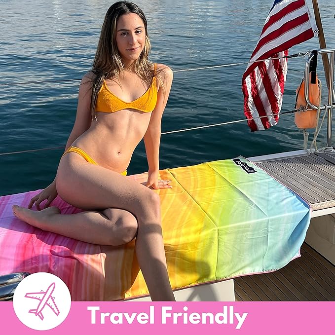 ECCOSOPHY Microfiber Beach Towel - Sand Free Towels are Quick Dry, Light Weight, Super Absorbent - Perfect Pool, Travel, Cruise, Camping Essentials - Oversized Extra Large for Adults 71x35 in-StrideForce Fitness