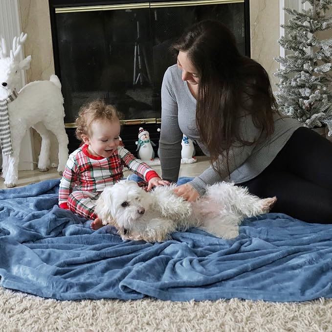 Bedsure Fleece Throw Blanket Washed Blue - 300GSM Blankets for Couch, Sofa, Bed, Soft Lightweight Plush Cozy Throws for Toddlers, 50x60 inches-StrideForce Fitness