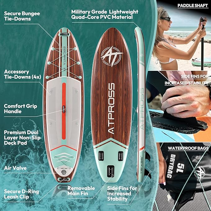 11'6"x35" Inflatable Paddle Board, 450lbs Extra Wide Stand Up Paddleboard for Adults with Premium SUP Accessories Kit & Backpack, Blow Up Kayak Non-Slip Stable Deck Boat for Yoga Fishing Surf-StrideForce Fitness