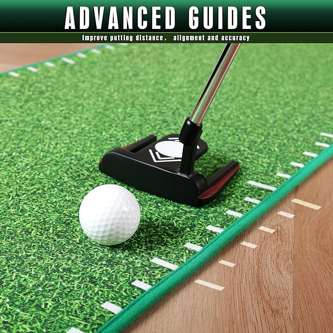 CHAMPKEY Golf Putting Green Indoor - Advanced Guides Golf Putting Mat - Enhance Putting Accuracy and Challenge-StrideForce Fitness