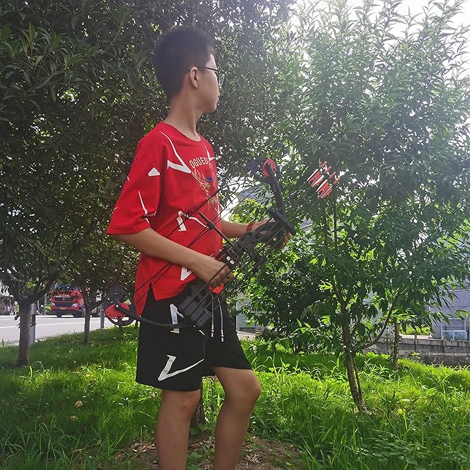 Compound Bow Archery for Youth and Beginner, Right Handed,19”-28” Draw Length,15-29 Lbs Draw Weight, 260 fps-StrideForce Fitness