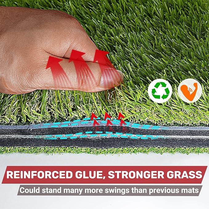 SAPLIZE Foldable Heavy-Duty Golf Hitting Mat, Practice Mat with 10mm EVA Rubber Backing, Larger Size for Indoor/Outdoor Swing and Chipping Practice, Anti-Deformation-StrideForce Fitness