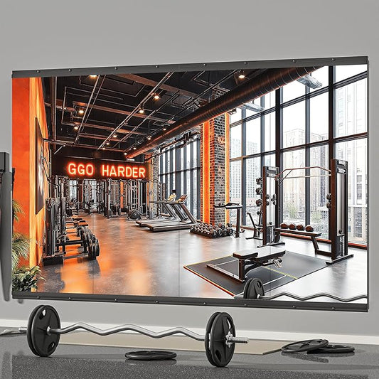 Hasipu 4 Pcs 48''x24'' Home Gym Mirror Large Full Length Wall Mounted Full Body Mirror for Yoga Dance Fitness Exercise Studio Bedroom Garage, Frameless Tempered Glass Workout Mirrors Black Rectangular-StrideForce Fitness