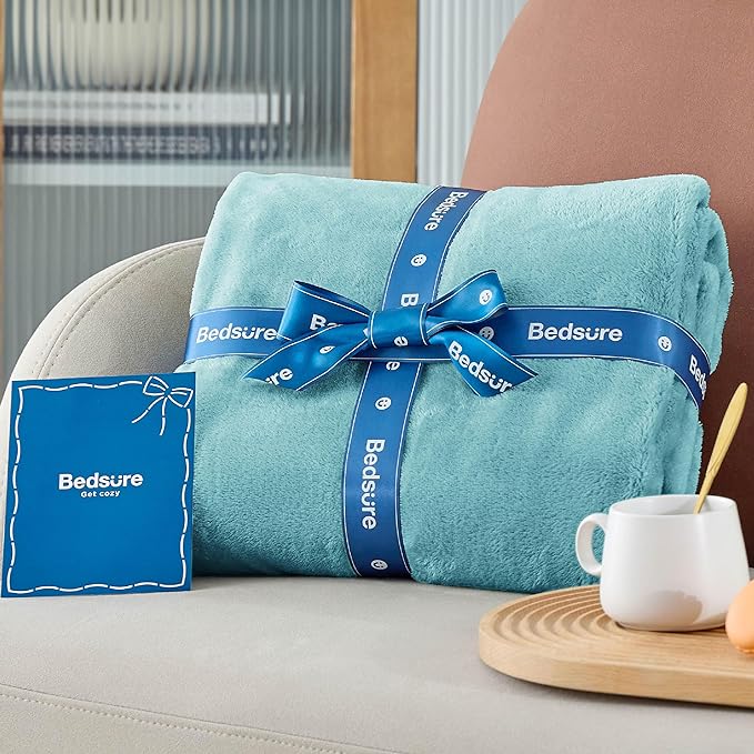 Bedsure Fleece Blankets Twin Size River Blue - 300GSM Lightweight Plush Fuzzy Cozy Soft Blanket for Bed, Sofa, Couch, Travel, Camping, 60x80 inches-StrideForce Fitness