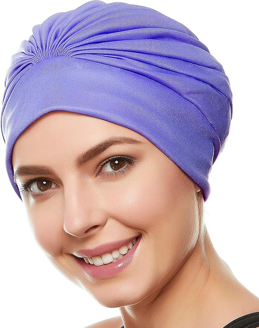 BEEMO Swim Caps for Women Swimming Turban Polyester Latex Lined Pleated for Ladies-StrideForce Fitness