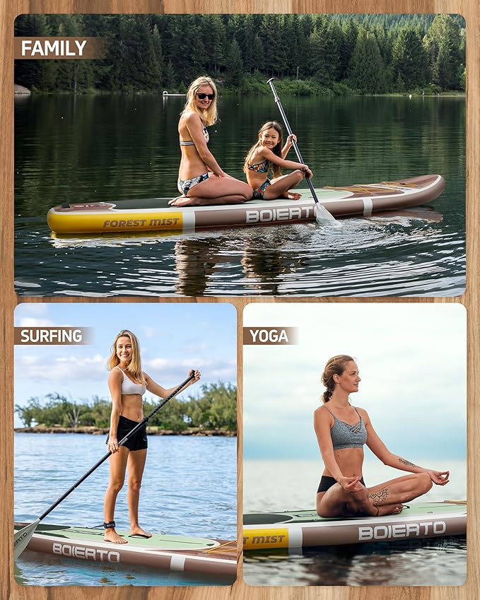 Inflatable Stand Up Paddle Board 10'8“*34"/11'*33" Extra Wide Paddle Boards for Adults, SUP with Premium Accessories & Nylon Backpack, Adjustable Paddle, Hand Pump, Bottom Fin, Leash-StrideForce Fitness