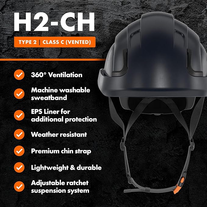 Defender Safety H2 Safety Helmet Hard Hat, Type 2 Class C and E, ANSI Z89.1 and EN 12492 Rated-StrideForce Fitness