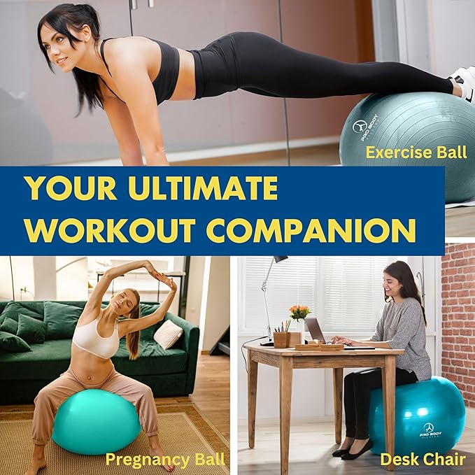 ProBody Pilates Yoga Ball - Fresh Colors Exercise Ball for Stability, Pregnancy, Workout & Physical Therapy-StrideForce Fitness