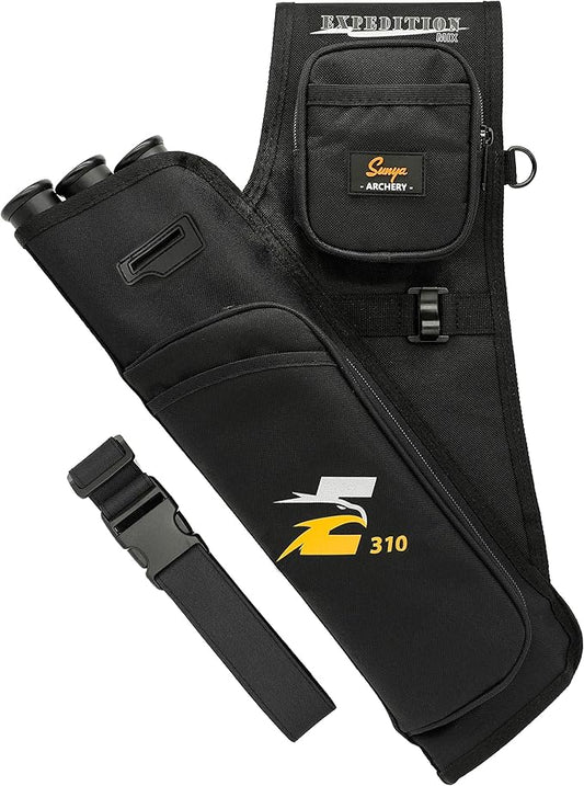 SUNYA Archery Hip Quiver for Arrows. Includes 3 Tubes Arrow Holder, Accessories Pockets and Waist Belt. Fit for Compound and Recurve Bow Practice.-StrideForce Fitness