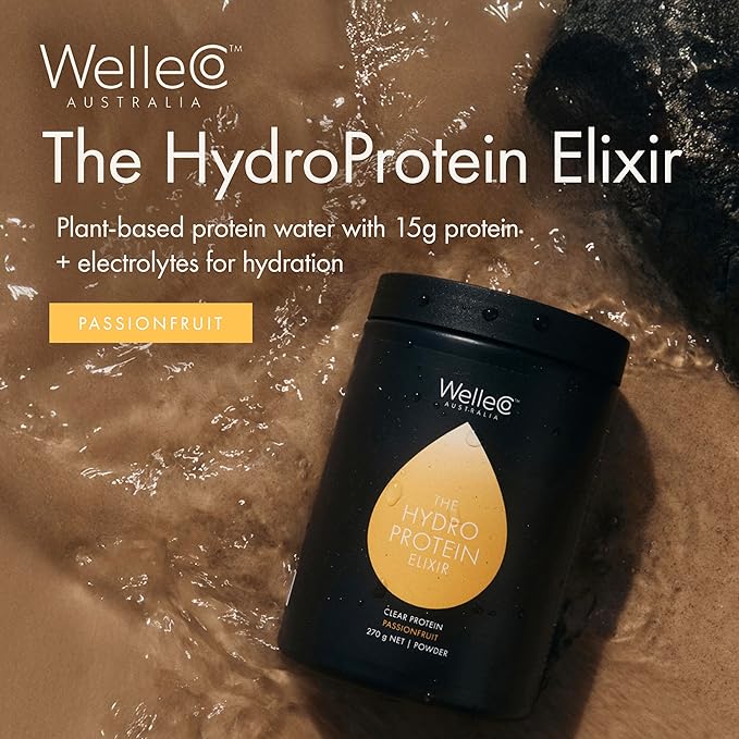 WelleCo HydroProtein Elixir, Potassium Electrolyte Powder with 15g Vegan Protein for Energy, Healthy Hair, Skin & Nails, Easy to Digest Powdered Electrolytes, Passionfruit, 9.5oz Jar-StrideForce Fitness