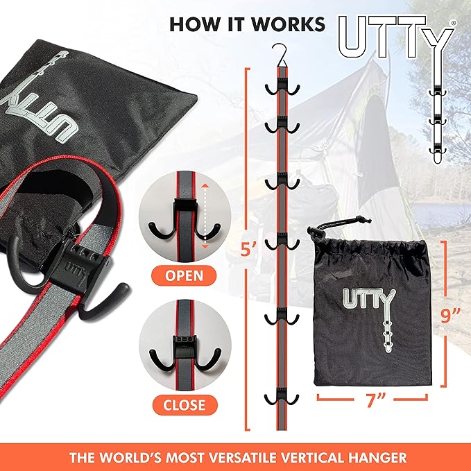 UTTY Hanging Multipurpose Portable Hockey Drying Rack - Durable Gear Keeper & Sports Equipment Organizer - 6 Durable Adjustable Hooks Support Light to Heavy Weight for Home, Travel & Outdoor Use-StrideForce Fitness