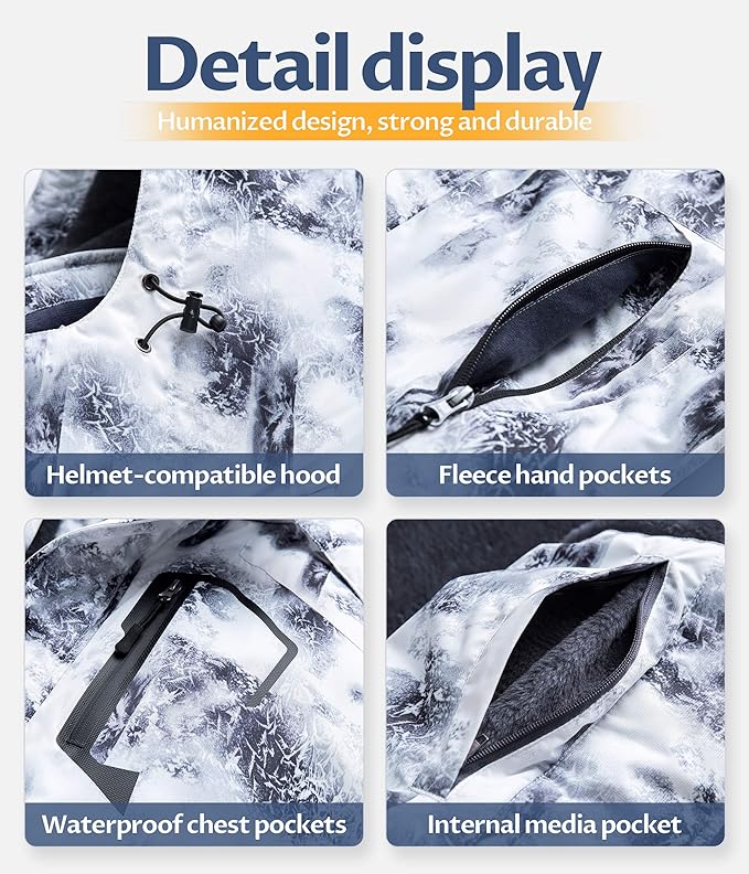 CREATMO US Men's Mountain Waterproof Ski Jacket - Windproof Snowboarding Warm Winter Coat Raincoat-StrideForce Fitness