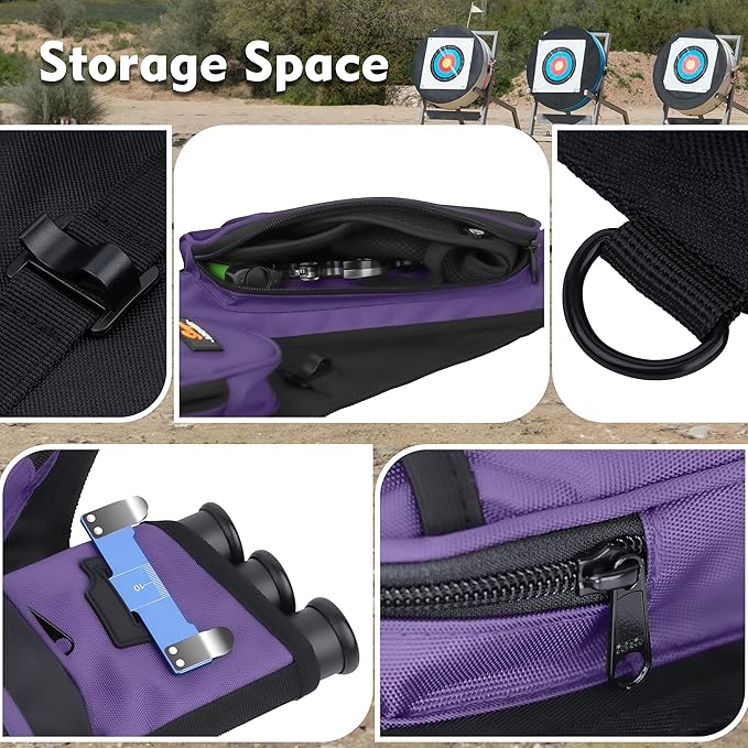 SUNYA Archery Hip Quiver for Arrows. Includes 3 Tubes Arrow Holder, Accessories Pockets and Waist Belt. Fit for Compound and Recurve Bow Practice.-StrideForce Fitness