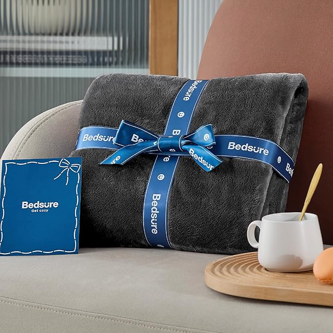 Bedsure Twin XL Fleece Blanket Dorm Bedding - Lightweight Soft Cozy Blankets for Bed, Sofa, Couch, Travel, Camping, Charcoal, 66"x90"-StrideForce Fitness