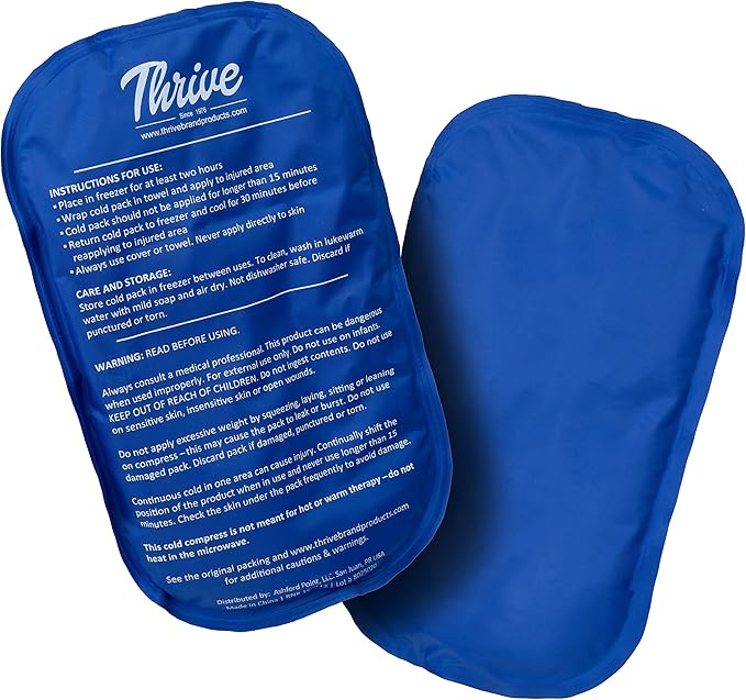 Thrive Reusable Ice Packs for Injuries - Large 2-Pack, Dark Blue - Long-Lasting Gel Cold Therapy - Ice Pack for Neck & Shoulders, Knee & Back Pain Relief-StrideForce Fitness