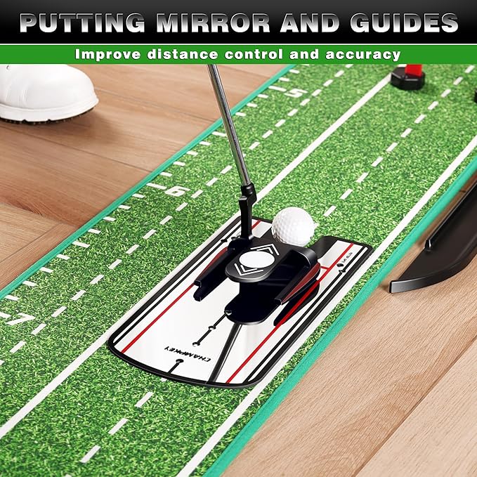 CHAMPKEY Dual-Hole Golf Putting Green Indoor with 3 Golf Putting Gates - Improves Putting Accuracy and Skill Levels Golf Putting Mat - Ideal for Indoor and Outdoor Training-StrideForce Fitness