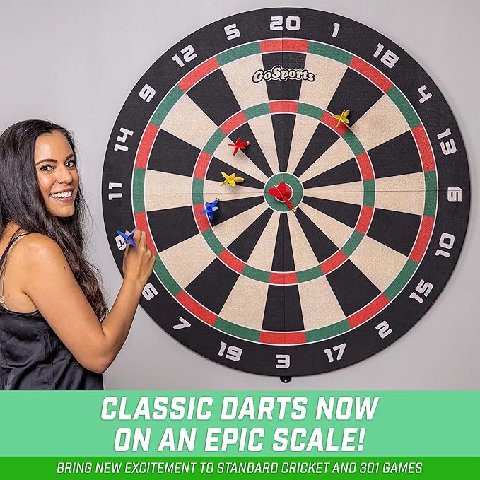GoSports Giant 3 ft or 4 ft Cork Dartboards - Includes 12 Giant Darts and Scoreboard - New Fun Twist on Darts-StrideForce Fitness
