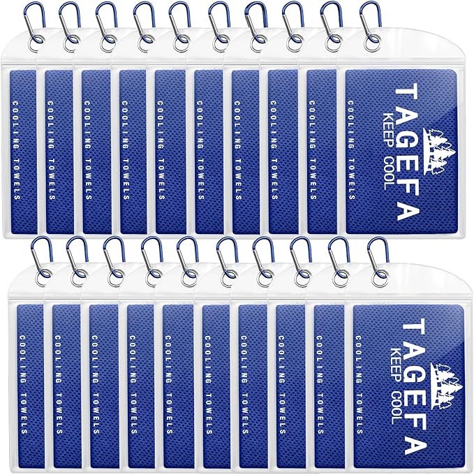 Cooling Towels 20 Pack, 40"x 12" Cooling Rags Neck Wraps for Sports with Carrying Pouch, Gym Cooling Neck Towels for Hor Weather, Sweat, Fitness, Travel-StrideForce Fitness