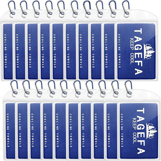 Cooling Towels 20 Pack, 40"x 12" Cooling Rags Neck Wraps for Sports with Carrying Pouch, Gym Cooling Neck Towels for Hor Weather, Sweat, Fitness, Travel-StrideForce Fitness