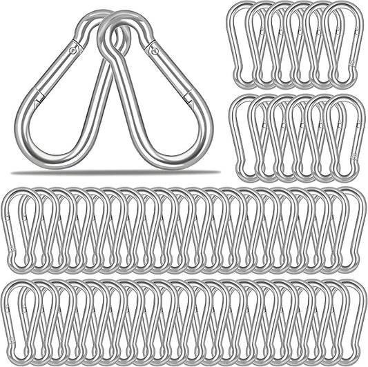 M5 Spring Snap Hook Carabiners, Carabiner Clip, Heavy Duty Galvanized Steel Spring Clip, Quick Link Key Chain for Swing Hammock Gym Outdoor, Holding Capacity-StrideForce Fitness