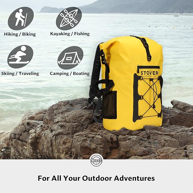 STOVER 5/10/25/30/40/55L Waterproof Backpack- Floating Dry Bag for Kayaking, Travel, Beach, Hiking, & Camping, Men/Women-StrideForce Fitness