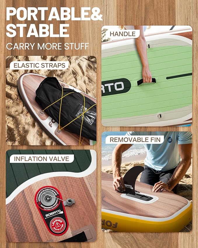 Inflatable Stand Up Paddle Board 10'8“*34"/11'*33" Extra Wide Paddle Boards for Adults, SUP with Premium Accessories & Nylon Backpack, Adjustable Paddle, Hand Pump, Bottom Fin, Leash-StrideForce Fitness