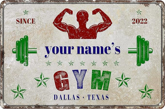 Custom Gym Sign Wall Art Decor Personalized Name Aluminum Metal Sign Retro Workout Room Fitness Center Tin Sign-StrideForce Fitness