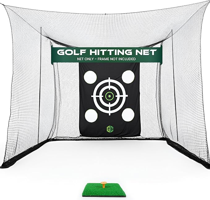 GrdnCare Golf Hitting Net 10x10x10ft – Golf Practice Net with Silent Target Tarp, Mat & Tee with Carry Bag (No Metal Frame) – Indoor Practice for Backyard or Garage & Outdoors-StrideForce Fitness
