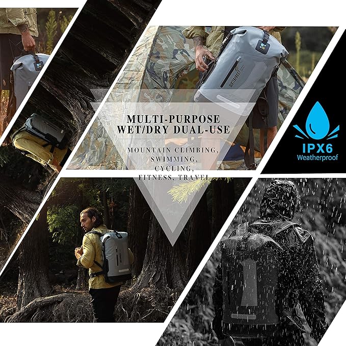 IDRYBAG Waterproof Backpack for Men 20L/30L/40L, Floating Dry Bag Kayak, Dry Backpack Hiking-StrideForce Fitness