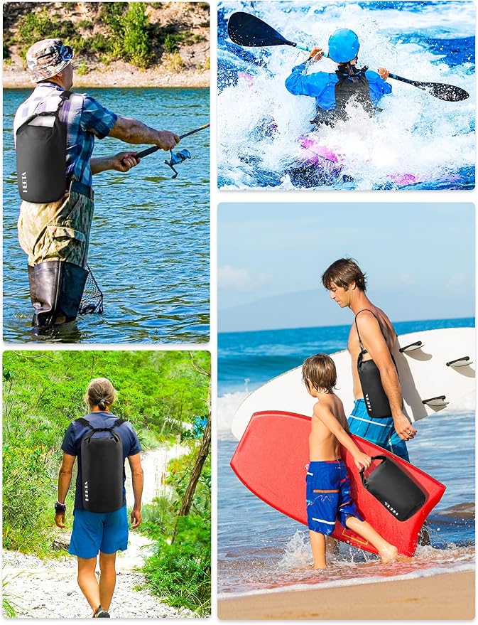 HEETA Waterproof Dry Bag for Women Men(Upgraded Version) 5L/10L/20L/30L/40L Roll Top Lightweight Dry Storage Bag Backpack with Emergency Whistle for Travel, Swimming, Boating, Kayaking, Camping, Beach-StrideForce Fitness