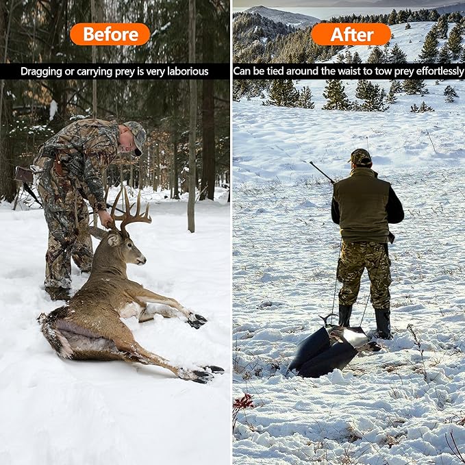 Tlswshsy 2pcs Deer Drag Sleds-Multi-Purpose Utility Sled for Hauling Ice Fishing Supplies, Fire Wood, Duck Hunting, Fishing Gear and Accessories-StrideForce Fitness