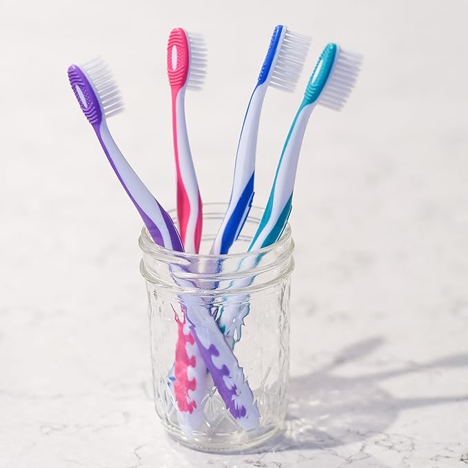 Super Soft, Tapered Bristle Toothbrush with Tongue Cleaner Assorted Colors - (4 Count)