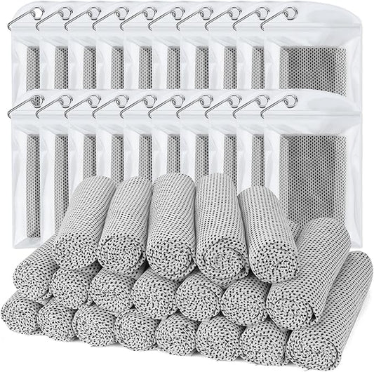 Biange Cooling Towel (Pack of 20, 40"x12") with Pouches for Sports, Workout, Fitness, Gym, Yoga, Golf, Pilates, Travel, Camping & More-StrideForce Fitness