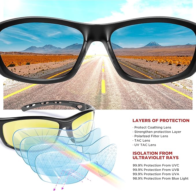 RIVBOS Sunglasses for Men Women Polarized UV Protection Sports Fishing Driving Shades Cycling RB833-StrideForce Fitness