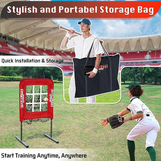 9 Hole Pitching Net with Strike Zone, Baseball Pitching Target, Softball Pitching Net, Portable Pitcher Training Equipment Height Adjustable-StrideForce Fitness