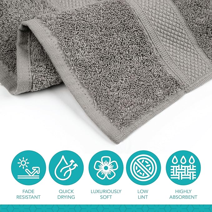 Pleasant Home Bath Towels Set of 6 (24” x 50”) 100% Cotton, 515 GSM | Lightweight, Soft & Absorbent Luxury Towels for Bathroom | for Gym, Pool & Spa | 6 Pack, Gray-StrideForce Fitness