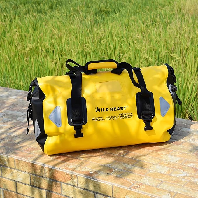 WILD HEART Waterproof Motorcycle Duffel Bag PVC500D Double-bottom With Rope Straps and Inner Pocket 40L 66L 100L for Kayaking, Camping, Boating,Motorcycle-StrideForce Fitness