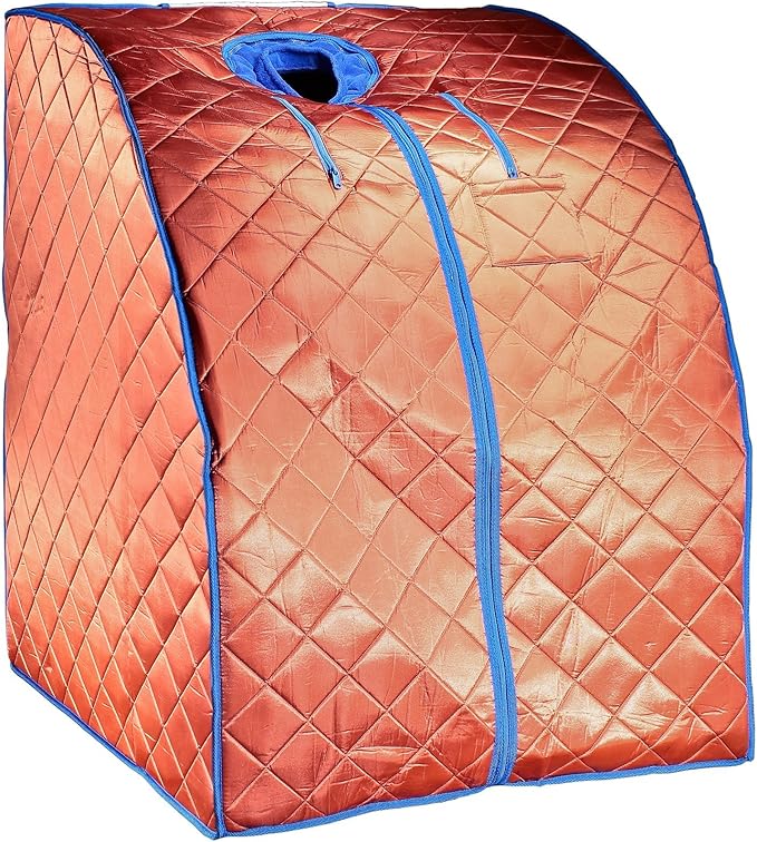 Infrared Sauna, Low EMF Negative Ion Portable Indoor Sauna with Chair and Heated Footpad, Copper, Large-StrideForce Fitness