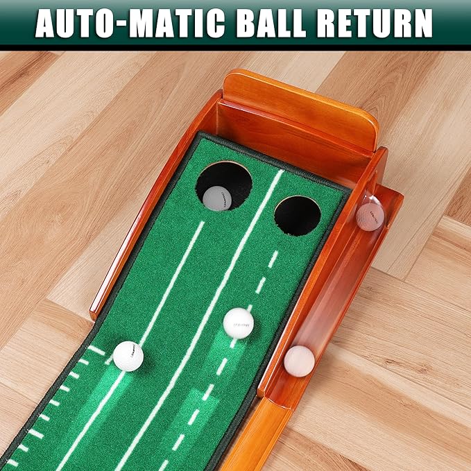 CHAMPKEY Dual-Hole Golf Putting Green Indoor with 3 Golf Putting Gates - Improves Putting Accuracy and Skill Levels Golf Putting Mat - Ideal for Indoor and Outdoor Training-StrideForce Fitness