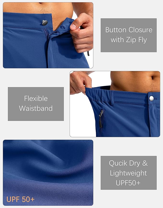 Pudolla Men's Hiking Cargo Shorts 9" Lightweight Outdoor Work Shorts for Men Travel Golf Camping Casual with 5 Zipper Pockets-StrideForce Fitness