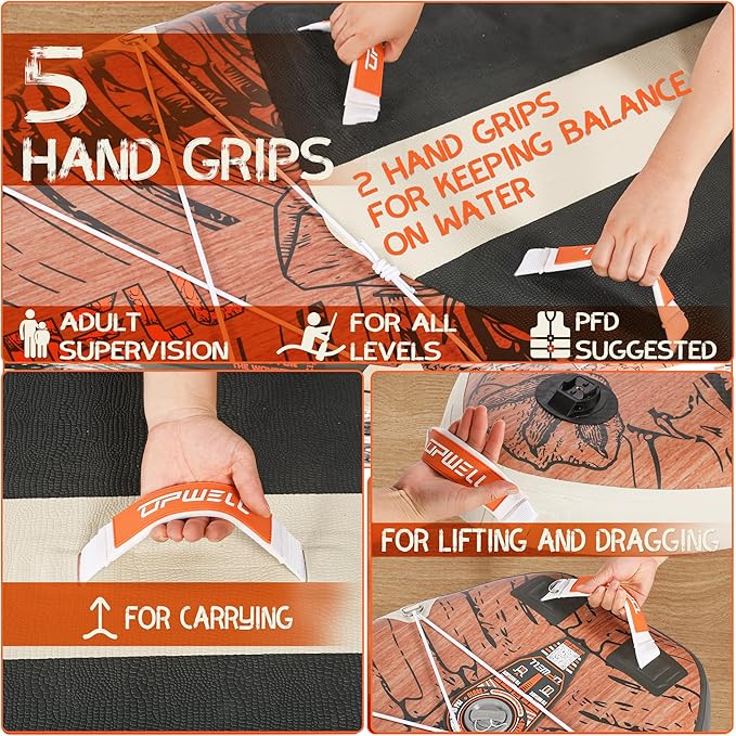 UPWELL 10'6"/11'/11'6" Inflatable Paddle Board, Stand Up Paddlboard for Youth & Adults, Stable Design, Premium SUP Accessories, Backpack, Leash, Hand Pump, Fins-StrideForce Fitness