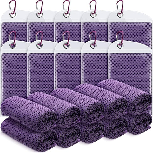 20 Pcs Cooling Towel 40" x 12" Ice Towel for Neck and Face Microfiber Chilly with Bag Breathable Yoga Gym Stay Cool Towels Sweat Rag for Workout Running Camping Pilates Beach Accessories (Purple)-StrideForce Fitness