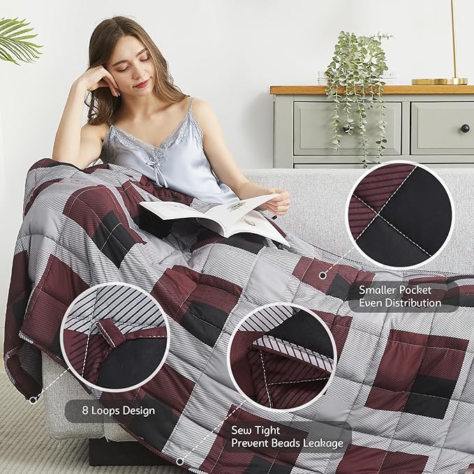 L'AGRATY Weighted Blanket - 60"x80" 17lbs Cooling Breathable Heavy Blanket Microfiber Material with Glass Beads for Adult All-Season Summer Fall Winter Soft Thick Comfort-StrideForce Fitness