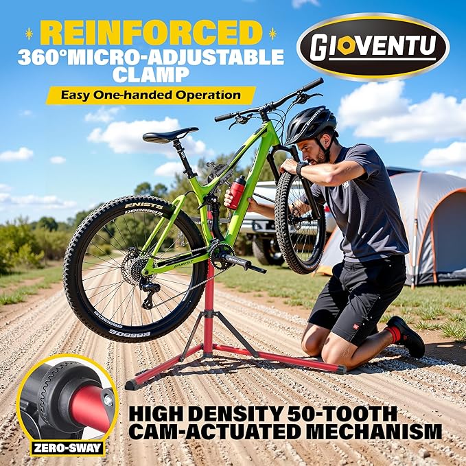 Gioventù 110 LBS E Bike Repair Stand, Heavy Duty Bicycle Maintenance Stand with High-Strength Steel, Bike Mechanic Workstand for E-bikes, Mountain Bikes and Road Bikes - Red-StrideForce Fitness