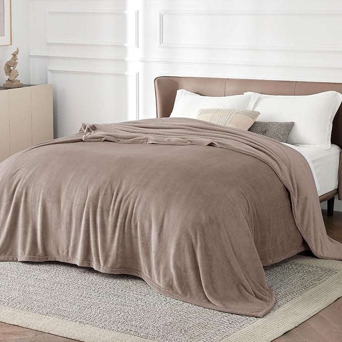 Bedsure Fleece Bed Blankets Queen Size Mocha Brown - Soft Lightweight Plush Fuzzy Cozy Luxury Blanket Microfiber, 90x90 inches-StrideForce Fitness