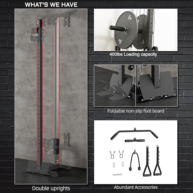 Fitness Wall Mount Cable Crossover Machine – Multi-Functional Dual Pulley System, Home Gym Equipment with Commercial-Grade Steel Frame and 400 lb Load Capacity for Home Gym.-StrideForce Fitness