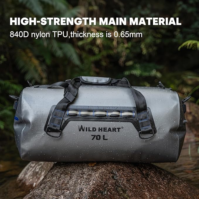 WILD HEART Waterproof Dry Duffel Bag Airtight TPU Dry Bag for Motorcycle, Kayaking, Rafting, Skiing, Travel, Hiking, Camping…-StrideForce Fitness
