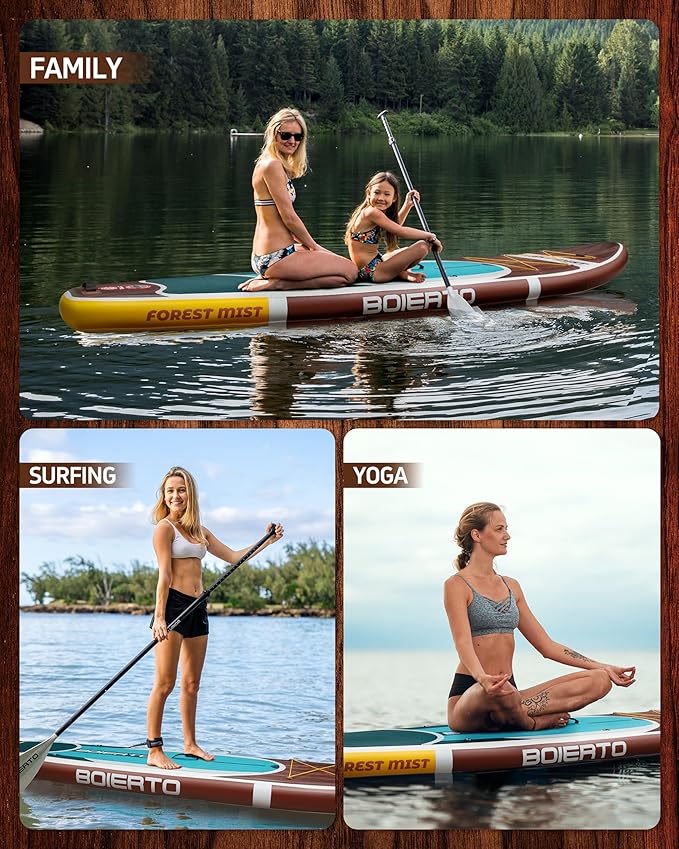 Inflatable Stand Up Paddle Board 10'8“*34"/11'*33" Extra Wide Paddle Boards for Adults, SUP with Premium Accessories & Nylon Backpack, Adjustable Paddle, Hand Pump, Bottom Fin, Leash-StrideForce Fitness
